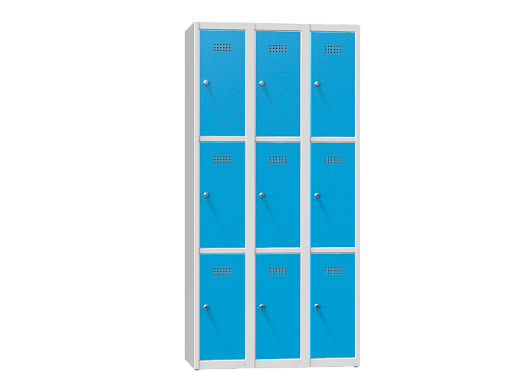 Fächerschrank mit 3 Fächern übereinander – mit 9 Türen XS99-18